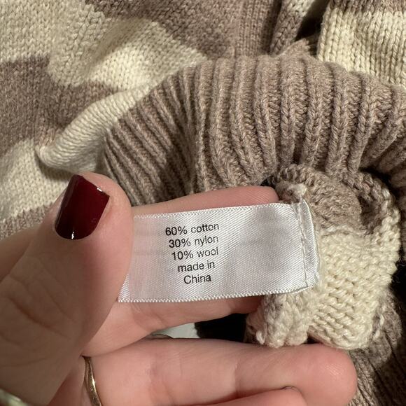 Lane Bryant Striped Hoodie Sweater Cotton Wool Taupe Cream Plus Size 26/28 - Picture 5 of 6